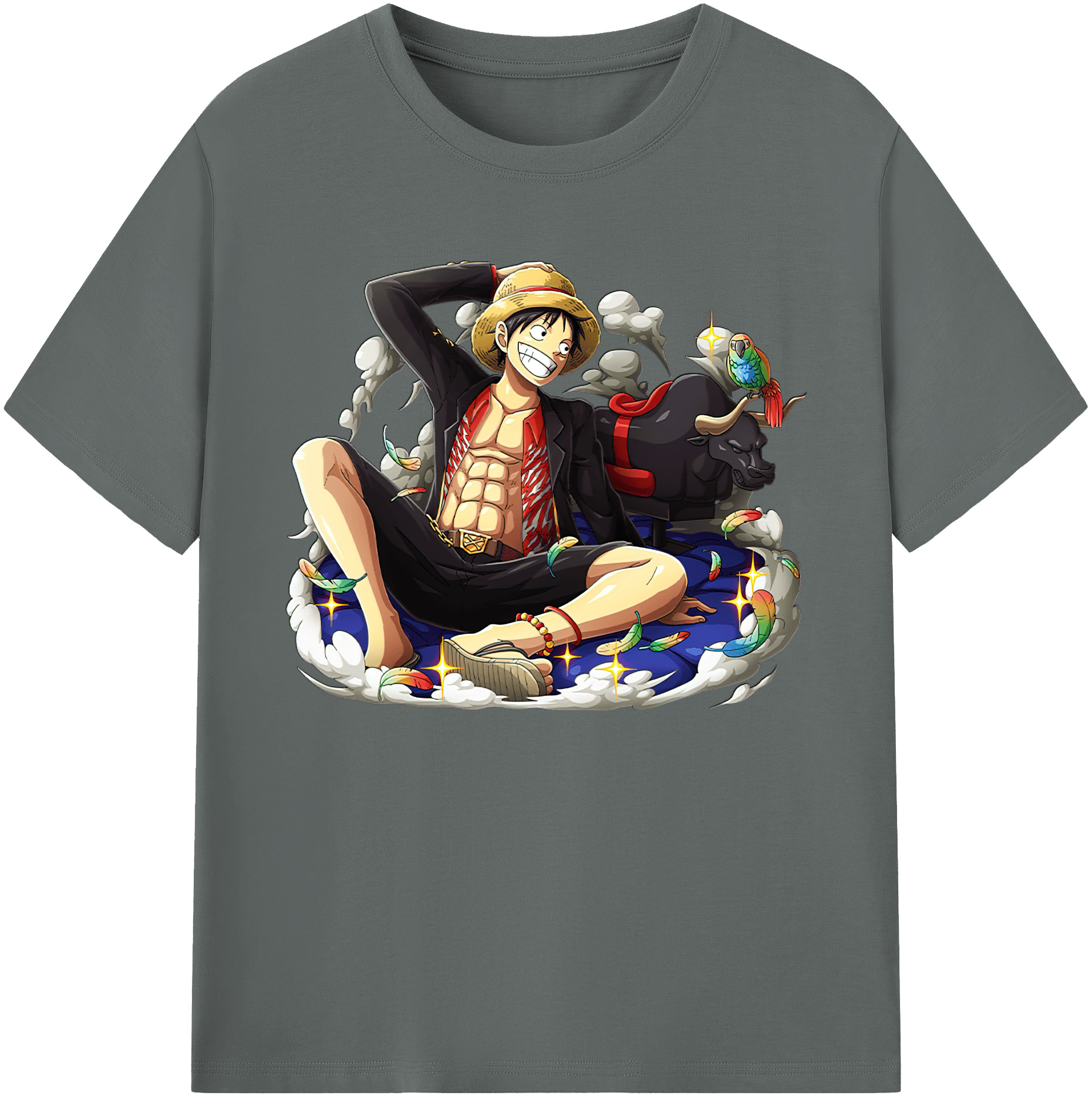 ワンピース モンキー・D・ルフィ ONE PIECE Monkey D. Luffy 綿100％ メンズ半袖Tシャツ｜肌触りやわらか＆通気性